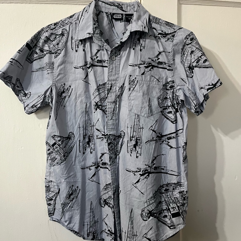 Star Wars Light Gray Button Down Shirt